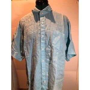 28 Palms Relaxed Fit Green Blue Button Up Shirt Size L